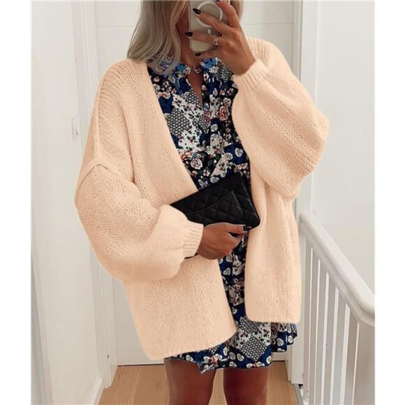 Womens Oversized Cardigan Sweaters Apricot - Picture 5 of 6